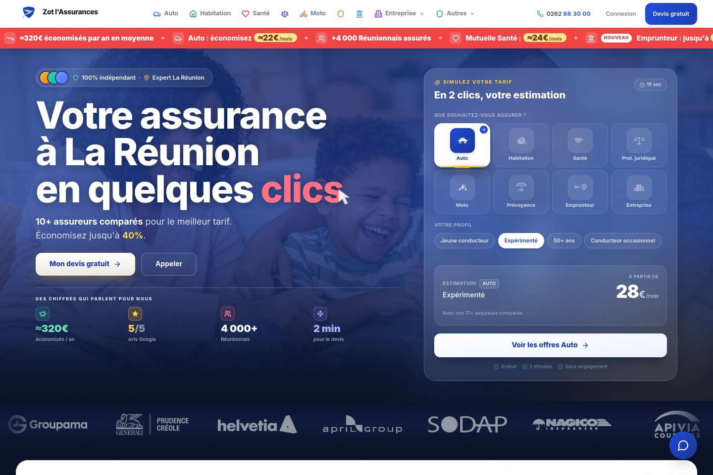 Aperçu du site zotassurances.re
